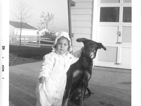 1962 Nov. Zann & Dusty who bit my face when I was 2.jpg